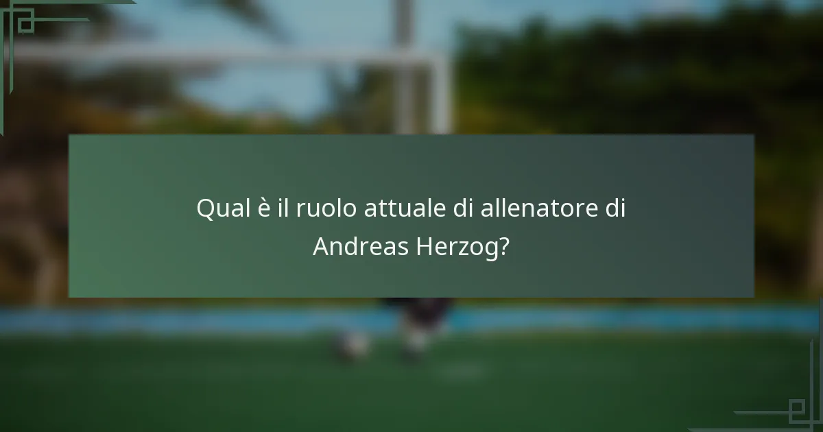Qual è il ruolo attuale di allenatore di Andreas Herzog?