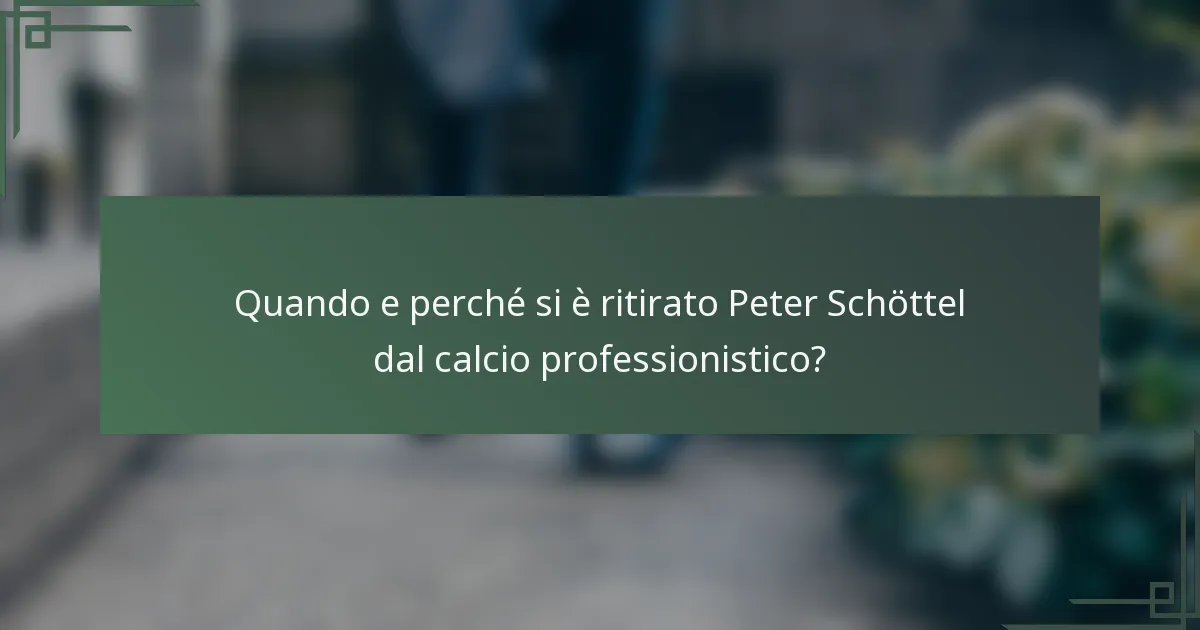 Quando e perché si è ritirato Peter Schöttel dal calcio professionistico?