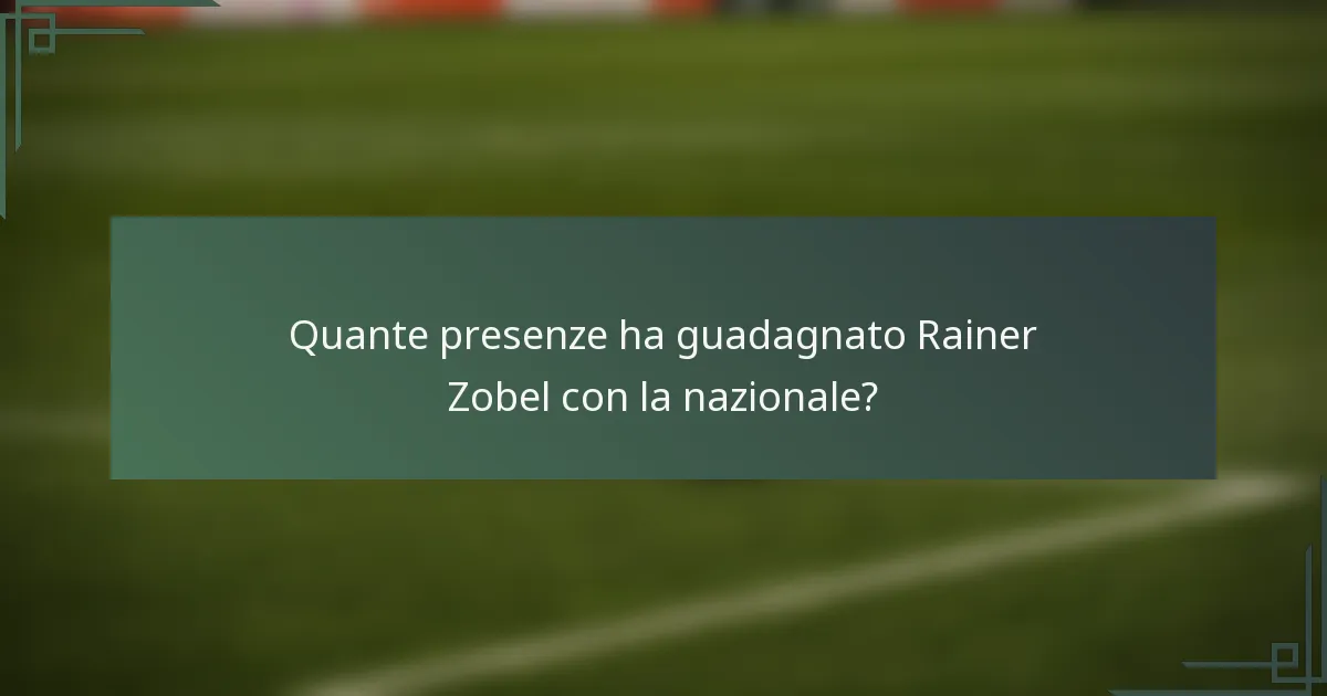 Quante presenze ha guadagnato Rainer Zobel con la nazionale?