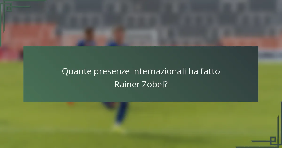Quante presenze internazionali ha fatto Rainer Zobel?
