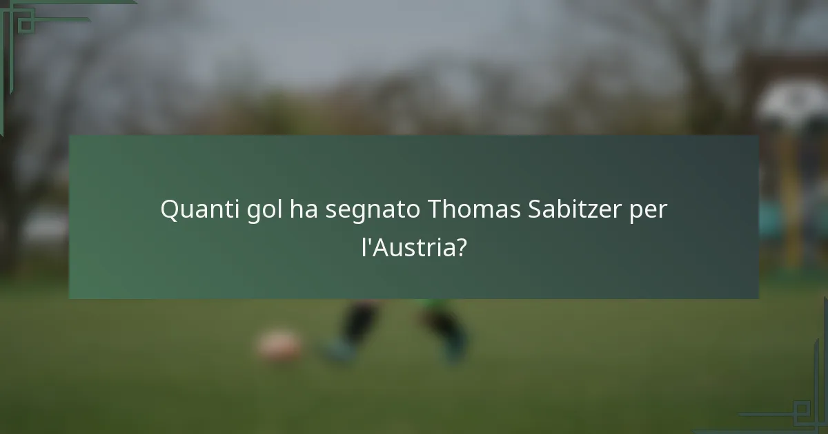 Quanti gol ha segnato Thomas Sabitzer per l'Austria?